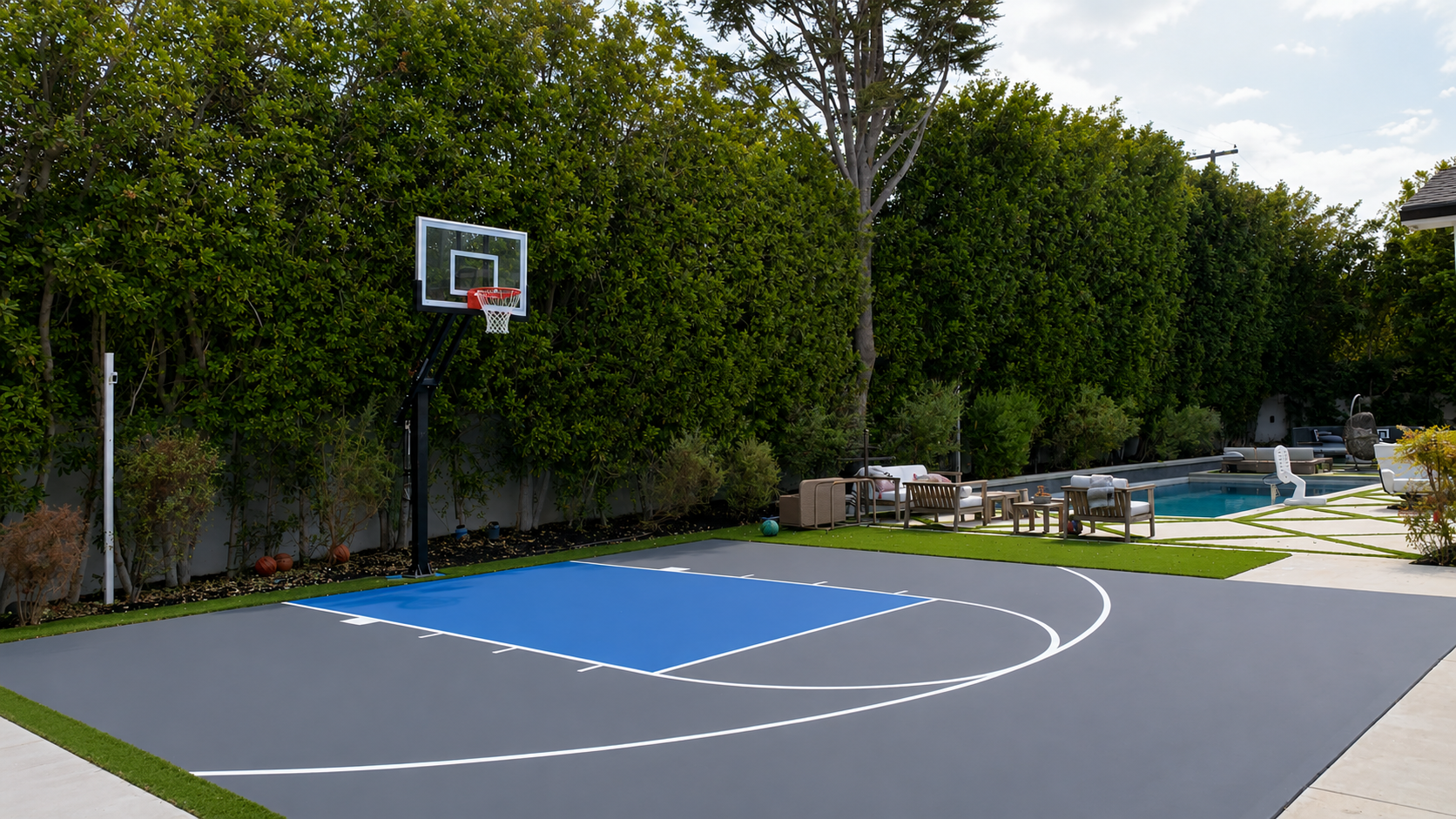 Poolside Basketball Half-Court — Southern California