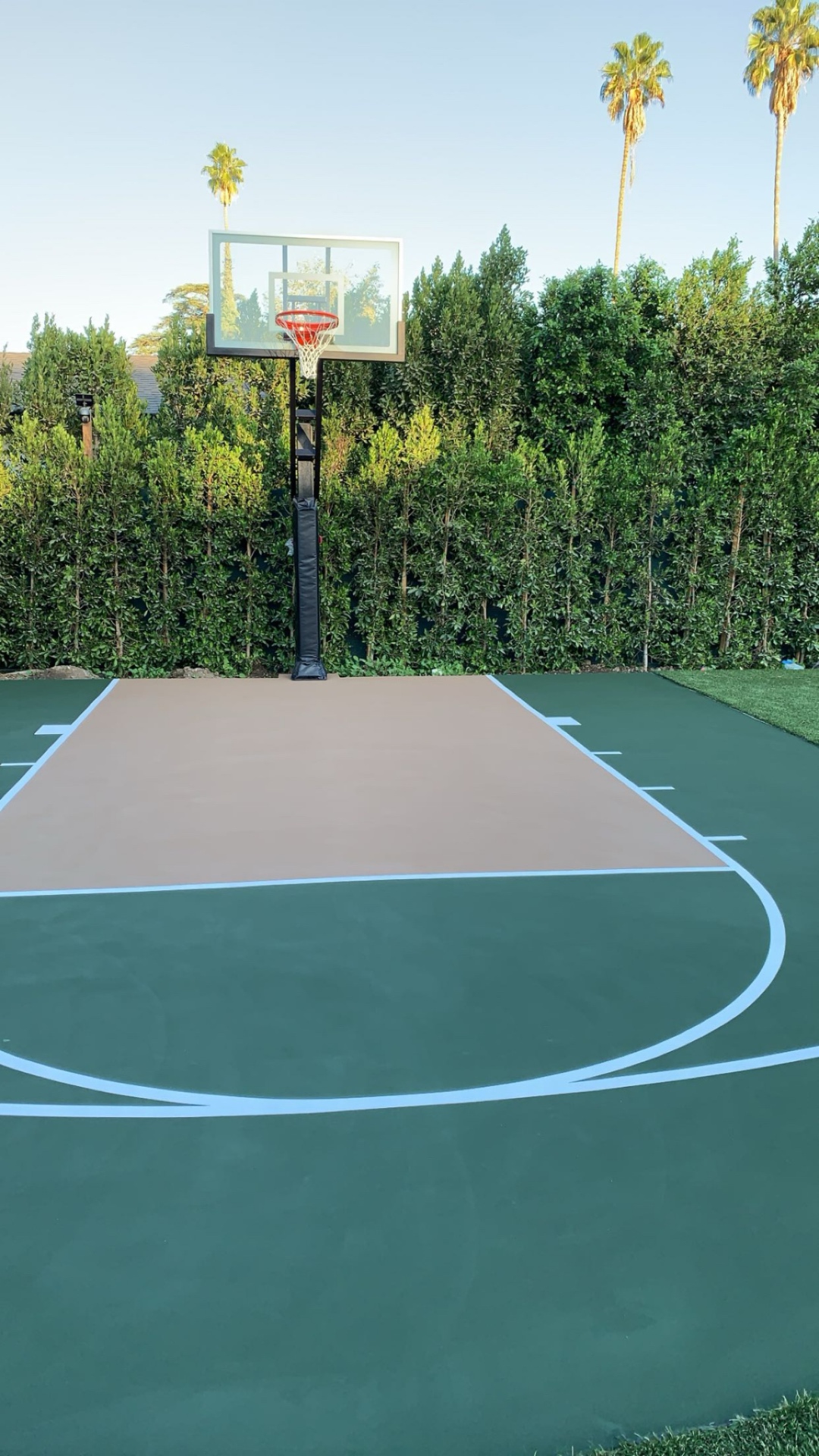 Palm-Lined Basketball Half-Court — Southern California